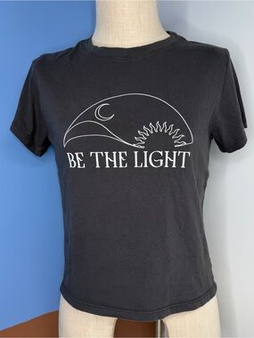 Spiritual Gangster Black Crew Neck Tee Be The Light Graphic Size Small